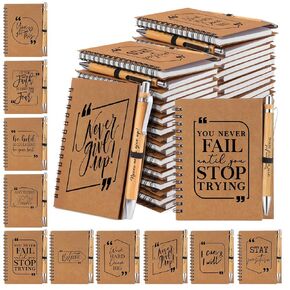 Chuangdi Inspirational Gifts Motivational Notebook Spiral Journals Notepad Bulk with Bamboo Pen Encouragement Journals for Coworker Student Teacher Employee Appreciation Gifts(30 Sets)