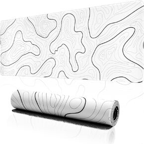 Large Gaming Mouse Pad for Desk, Black Topographic Mouse Pad Desk Mat for Gaming Office, Long XL Mouse Pads Keyboard Pad Desk Pad for Computer Laptop 31.5''x11.8''