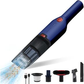 Mini Vacuum Cleaner, Handheld Vacuum Cordless with13KPA Suction Brushless Motor, 1.25lbs Ultra-Lightweight, LED Light, Portable Vacuum for Car & Home Cleaning (Blue)