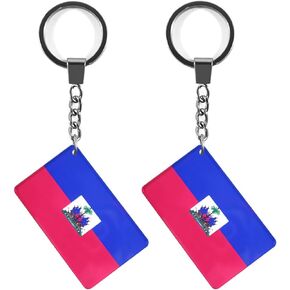 Haiti Flag Keychain Haitian Key Ring (2 Pack)