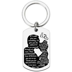 Fathers Day Gift for Dad Keychain from Daughter Best Fathers Birthday Gifts for Daddy Key Chain for Men Stepdad Father's Day Gifts from Kids Father and Daughter Gifts Keychains for Dad from Daughter