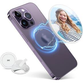 مرآة مكياج الهاتف المغناطيسية من JJC لهاتف iPhone 15 14 13 12 Pro Max Plus، حافظة Magsafe وجميع الهواتف، ملصق مرآة للهاتف الخلوي دائري مقاس 2.2 بوصة للمكياج، تكبير 1X وصغير الحجم