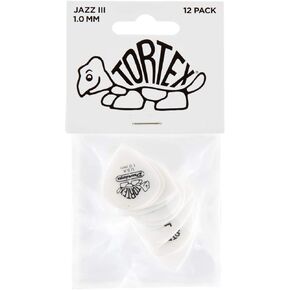 Dunlop Tortex 1.0mm Jazz III 12 Pack White