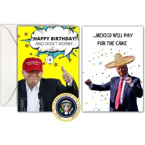 GIFTING GIGGLES Funny Donald Trump Birthday Card | Political Birthday Cards | Great President Gag Gift for 30th 40th 50th 60th 70th 80th 90th | Comes with Presidential Seal - MADE IN USA