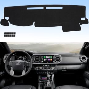 Dashboard Cover Flannel Dash Mat Custom Compatible with 2016 2017 2018 2019 2020 2021 2022 2023 Toyota Tacoma, Anti-Glare, Anti-Reflection, No Peculiar Smell - with Storage Compartment