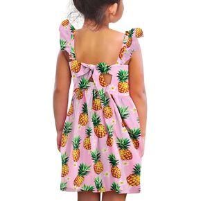 Vieille Toddler Girls Summer Dress Ruffle Short Sleeve Cute Mermaid Backless Kids Casual Beach Dress 3-7T in Kuwait