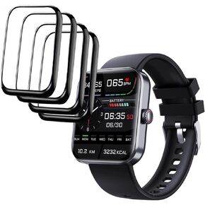 [4-Pack] for Yeegfey F57L Smartwatch Screen Protector, Full Coverage 3D Curved Edge Frame Case Friendly Anti Scratch Anti-Bubble HD Clear PET Film for F57L 1.91" BNGXR Yeegfey Smart Watch