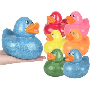 Large 6" Tall Glitter Rubber Duckies ( Ducks) Collectable Colorful Ducks Great for Dash Display and Bath Play (1 Pack)