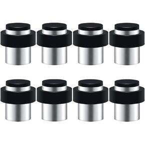 Pack of 8 Door Stopper Stainless Steel Cylindrical Floor or Wall Mount Door Stop with Screws Height 1.8"