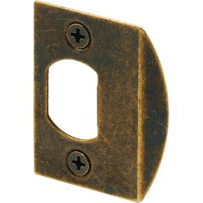Prime-Line MP2233 Standard Latch Strike, 1-5/8 In., Steel, Antique Brass Plated Finish (2 Pack)