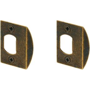 Prime-Line MP2233 Standard Latch Strike, 1-5/8 In., Steel, Antique Brass Plated Finish (2 Pack)