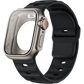 جراب Suitisbest مع حزام متوافق مع Apple Watch 45mm 44mm، جراب واقي شاشة مقاوم للصدمات [يتحول إلى ترقية Ultra 2/1] مع أشرطة رياضية متينة لساعة iWatch