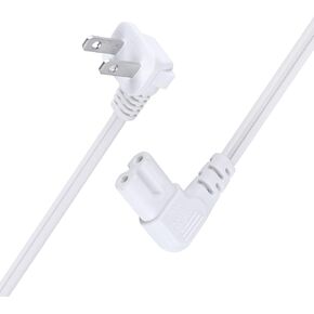 C7 Power Cord 2-Slot Non-Polarized 90 Degree Angle SPT-2 18AWG Power Cord (IEC320 C7 to Nema 1-15P) for TV Printer Projector Scanner Replacement (1.5 Feet, White)