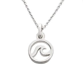 Sterling Silver Tiny Wave Charm Necklace 18"