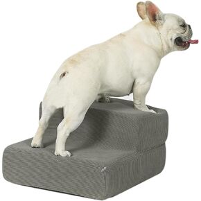 Dog Stairs for Small Dogs, 9" 2 Tiers Pet Stairs for High Beds and Couch, Density Foam Durable Ramp with Non-Slip Fabric Cover for Puppy, Cats