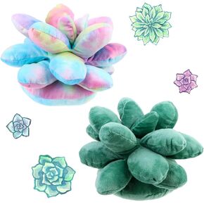 2 Pcs 3D Succulent Pillow Succulent Throw Pillow 10 Inch Soft Plush Cactus Cushion Succulent Decorative Throw Pillow Cute Plush Succulent Leaf Pillow for Sofa Bedroom Home Decor Novelty Cushion