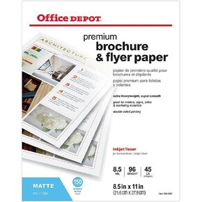 Office Depot Professional Brochure And Flyer Paper, Matte, 8 1/2in. x 11in., 45 Lb, Pack Of 150 Sheets, 124210