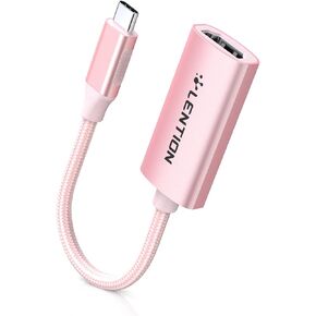 LENTION 4K@60Hz USB C to HDMI Adapter,Thunderbolt 3/4 to HDMI Adapter,HDMI to USB-C Adapter,USB-C Compatible 2023-2016 MacBook Pro,New iPad/Surface/Mac Air,Galaxy,Pixelbook,XPS etc(CU607,Rose Gold)