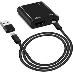 HDMI Adapter for iPhone/iPad, 1080P HD Video HDMI Sync Screen Converter with Charging Port Compatibility with iPhone13/12/11/X/8/7/iPad to HDTV/Projector/Monitor - Black