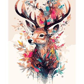 LCOZX Paint by Numbers for Adults Beginner and Kids, DIY Acrylic Oil Painting by Numbers Kits, Art Deer DIY Paint by Numbers on Canvas for Gift, Home Wall Decoration 16x20 inch, No.6 in Kuwait