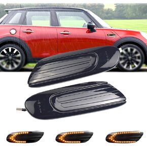 Xinctai Sequential Amber Led Fender Side Marker Light Turn Signal Lamp Compatible with 2014-2020 Mini Cooper F55 F56 F57 (Clear Lens)