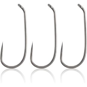 Dr.Fish 100 Pack Dry Fly Tying Hooks Barbless Wet Fly Hook Streamer Hooks for Tying Flies Fishing Hooks Black Nickel Fly Tying Material Accessories Trout Salmon Freshwater Saltwater Fishing