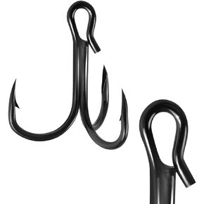 QualyQualy Fishing Hooks Treble Hooks Open Eye Hooks Kit for Saltwater Freshwater, High Carbon Steel Hooks Strong Sharp Fishing Hooks for Catfish Trout Hard Baits Lures Fishing 25Pcs