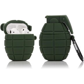 Silicone Case Compatible for Apple Airpods 1&2 Funny Cover[Cool Grenade Design](Army Green)