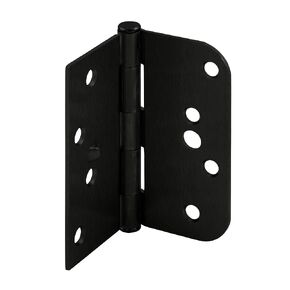 Prime-Line U 1151283 Door Hinge Residential Smooth Pivot, 4 In. x 4 In. with Unilateral Square & 5/8 In. Radius Corners, 4 Holes per Leaf with Screws, Matte Black Finish, .087 In. Gauge (3 Pack)