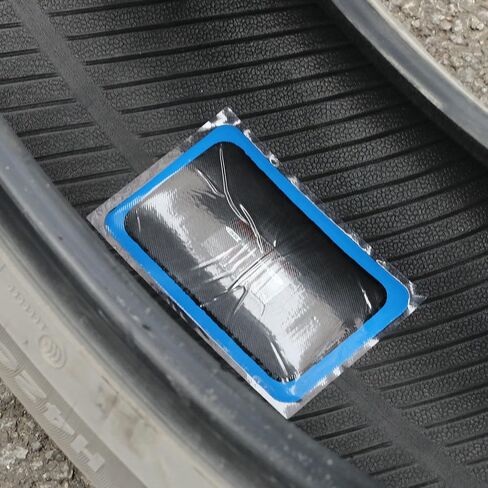 مجموعة رقعة الإطارات من Hromee مقاس 4.5 × 2.9 بوصة، رقع إصلاح ثقب الأنبوب الشعاعي المربع للسيارة والشاحنات والدراجات النارية وأدوات إصلاح الإطارات في حالات الطوارئ 10 قطع in Kuwait