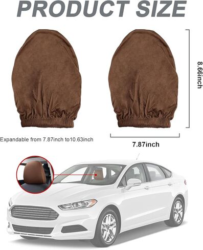 Kewucn 2 PCS Car Seat Head Rest Covers, Protective Fabric Design Auto Headrest Decoration Covers, Soft Head Rest Cover Protector, Universal Vehicle Interior Accessories for Most Cars (Black) in Kuwait