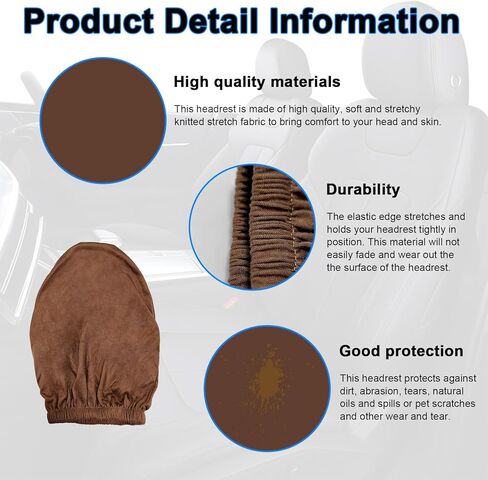 Kewucn 2 PCS Car Seat Head Rest Covers, Protective Fabric Design Auto Headrest Decoration Covers, Soft Head Rest Cover Protector, Universal Vehicle Interior Accessories for Most Cars (Black) in Kuwait