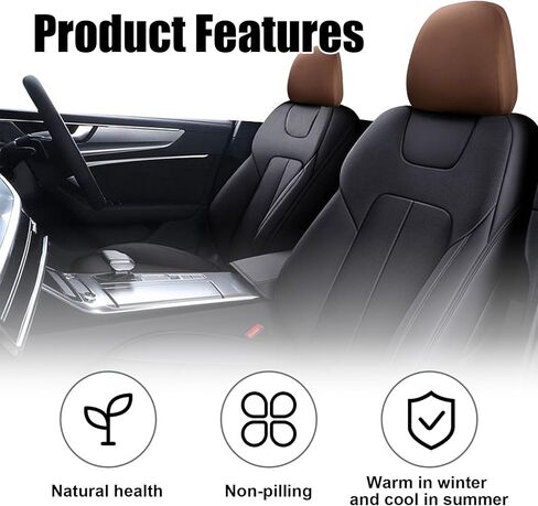 Kewucn 2 PCS Car Seat Head Rest Covers, Protective Fabric Design Auto Headrest Decoration Covers, Soft Head Rest Cover Protector, Universal Vehicle Interior Accessories for Most Cars (Black) in Kuwait