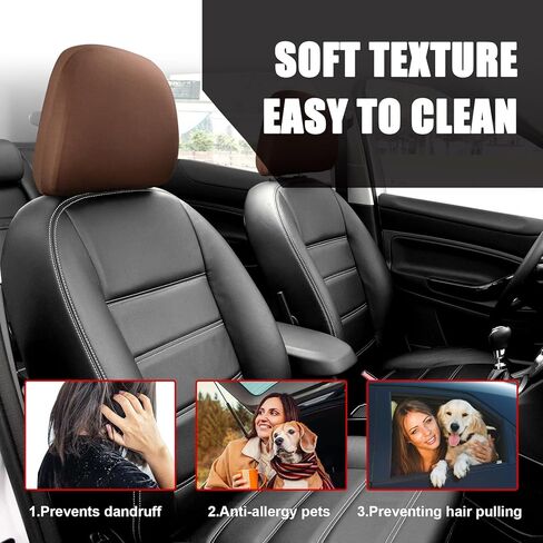 Kewucn 2 PCS Car Seat Head Rest Covers, Protective Fabric Design Auto Headrest Decoration Covers, Soft Head Rest Cover Protector, Universal Vehicle Interior Accessories for Most Cars (Black) in Kuwait