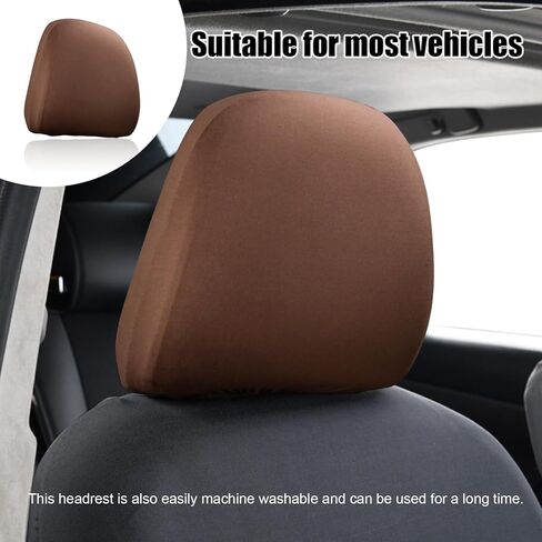 Kewucn 2 PCS Car Seat Head Rest Covers, Protective Fabric Design Auto Headrest Decoration Covers, Soft Head Rest Cover Protector, Universal Vehicle Interior Accessories for Most Cars (Black) in Kuwait