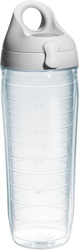 Tervis Clear & Colorful Lidded Made in USA Double Walled Insulated Tumbler Travel Cup Keeps Drinks Cold & Hot, 24oz Water Bottle, Gray Lid in Saudi Arabia