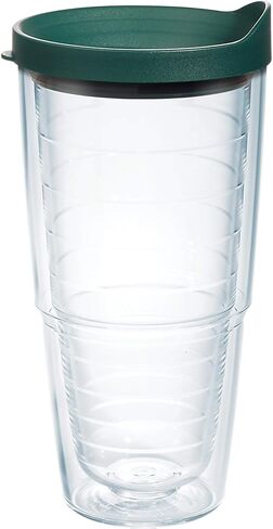 Tervis Clear & Colorful Lidded Made in USA Double Walled Insulated Tumbler Travel Cup Keeps Drinks Cold & Hot, 24oz Water Bottle, Gray Lid in Saudi Arabia