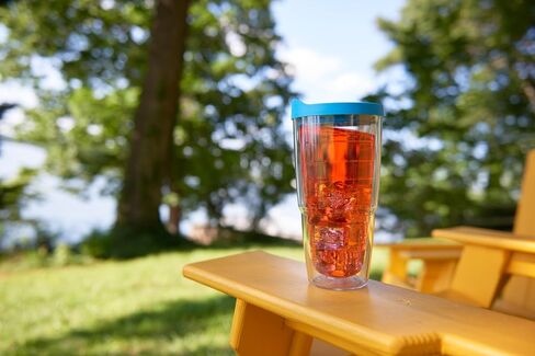 Tervis Clear & Colorful Lidded Made in USA Double Walled Insulated Tumbler Travel Cup Keeps Drinks Cold & Hot, 24oz Water Bottle, Gray Lid in Saudi Arabia