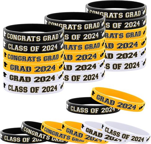 48 PCS Class of 2024 bracelets Graduation celebration bracelet Silicone graduation bracelets for Teacher Students Congrats Graduates Gifts Graduation Party Supplies in Saudi Arabia