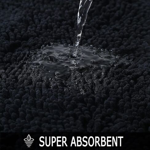 سجاد المرحاض من شانيل على شكل حرف U، سجاد حمام فائق النعومة والامتصاص، سجادة حمام أشعث قطيفة غير قابلة للانزلاق للحمام، يمكن غسلها في الغسالة جافة، سجاد حمام محيطي لقاعدة المرحاض (أسود، 20 بوصة × 20 بوصة U) in Kuwait