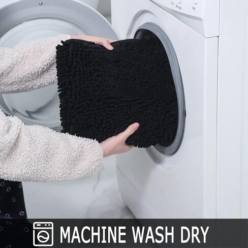 سجاد المرحاض من شانيل على شكل حرف U، سجاد حمام فائق النعومة والامتصاص، سجادة حمام أشعث قطيفة غير قابلة للانزلاق للحمام، يمكن غسلها في الغسالة جافة، سجاد حمام محيطي لقاعدة المرحاض (أسود، 20 بوصة × 20 بوصة U) in Kuwait