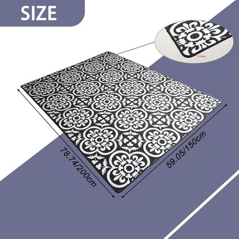 سجادة منطقة الأزهار 5x7 من Schliersee لغرفة المعيشة، سجادة كبيرة للباب الداخلي غير قابلة للانزلاق لغرفة النوم وغرفة الطعام والمطبخ، باللون الأسود in Kuwait