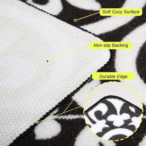 سجادة منطقة الأزهار 5x7 من Schliersee لغرفة المعيشة، سجادة كبيرة للباب الداخلي غير قابلة للانزلاق لغرفة النوم وغرفة الطعام والمطبخ، باللون الأسود in Kuwait