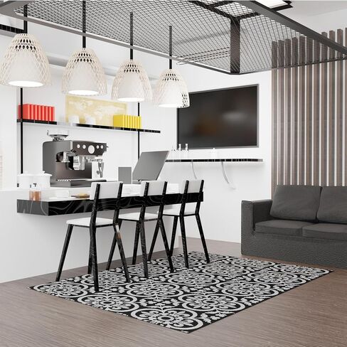 سجادة منطقة الأزهار 5x7 من Schliersee لغرفة المعيشة، سجادة كبيرة للباب الداخلي غير قابلة للانزلاق لغرفة النوم وغرفة الطعام والمطبخ، باللون الأسود in Kuwait