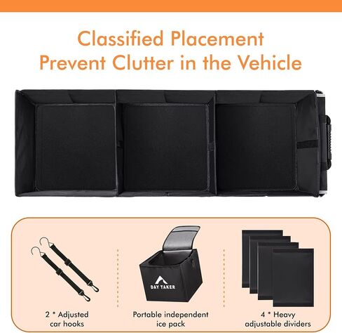 Suv Trunk Organizer with Removable Cooler- Durable & Versatile Car Organizer- Perfect Trunk Organizer for Car w/Ample Storage-4 Compartments Car Storage Organizer w/Cooler Holds Upto 18 Cans in Saudi Arabia
