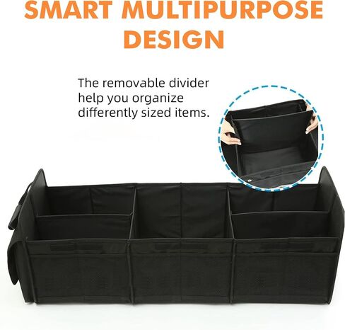 Suv Trunk Organizer with Removable Cooler- Durable & Versatile Car Organizer- Perfect Trunk Organizer for Car w/Ample Storage-4 Compartments Car Storage Organizer w/Cooler Holds Upto 18 Cans in Saudi Arabia