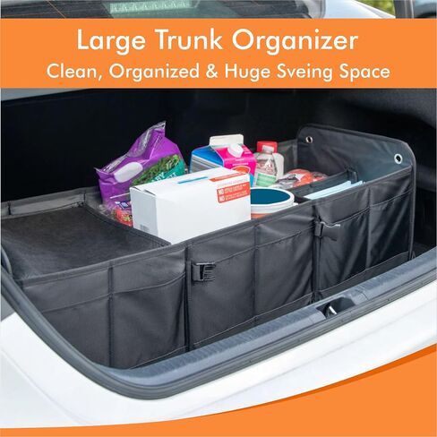 Suv Trunk Organizer with Removable Cooler- Durable & Versatile Car Organizer- Perfect Trunk Organizer for Car w/Ample Storage-4 Compartments Car Storage Organizer w/Cooler Holds Upto 18 Cans in Saudi Arabia