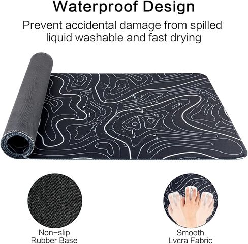 لوحة ماوس ألعاب كبيرة للمكتب، وسادة ماوس طبوغرافية بيضاء لمكتب الألعاب، وسادات ماوس طويلة مقاس XL لوحة مفاتيح لوحة مكتب للكمبيوتر المحمول 31.5 بوصة × 11.8 بوصة in Kuwait