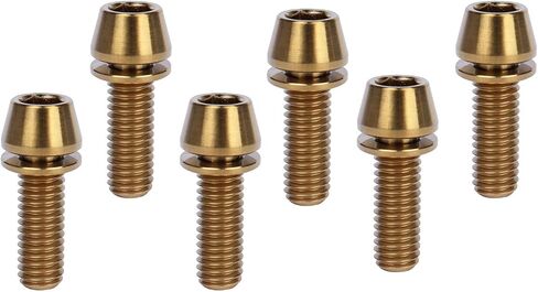 6 قطعة من التيتانيوم M6x16mm 18mm 20mm مسمار رأس سداسي مدبب ألين لتركيب الدراجة (ذهبي، M6x18mm) in Kuwait