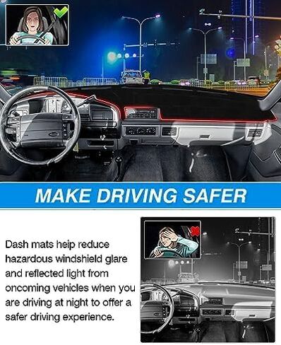 حصير لوحة القيادة Cartist مناسب لـ 1996 1995 1994 1993 1992 Ford F150 F250 F350 ملحقات غطاء لوحة القيادة حصيرة مضادة للانزلاق سجادة واقي من الشمس in Saudi Arabia